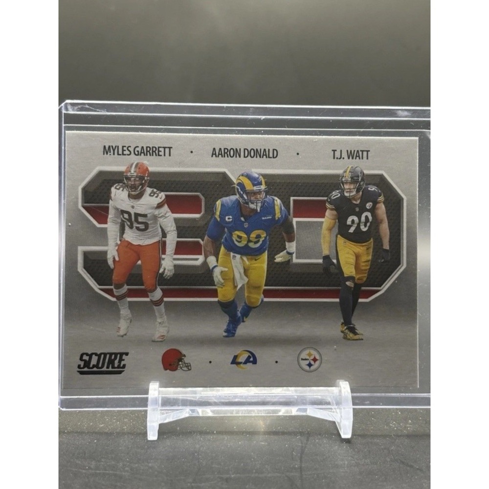 2021 Score‎ - 3d Aaron Donald, T.J. Watt, Myles Garrett #3D9 .
